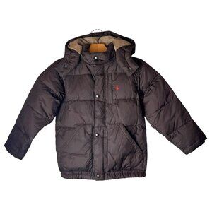 Polo Ralph Lauren Jacket Boys 6 Brown Ripstop Down Hooded Puffer Coat Outdoor‎